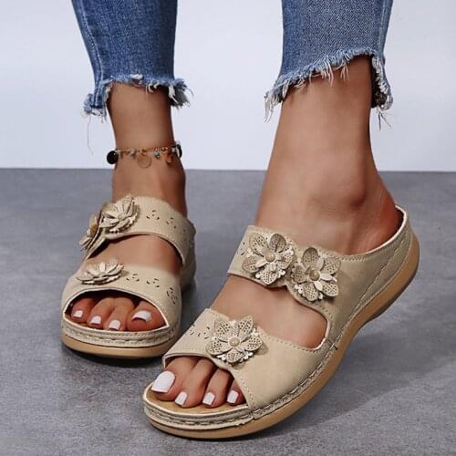 Women Wedge Sandals Premium Orthopedic Open Toe Sandals Vintage Anti-slip Casual Female Platform Retro Shoes 2021 Summer NVLX206