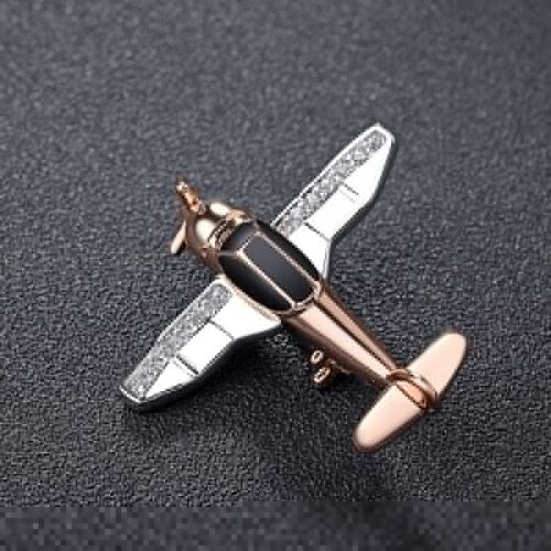 Korean version of the simple diamond-encrusted small aircraft brooch temperament lapel pin badge