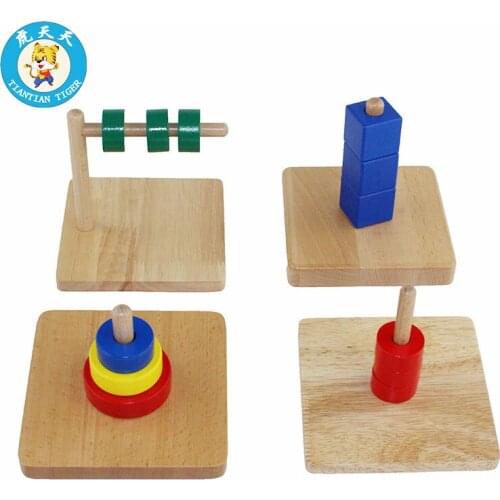 Montessori Material Wooden Toys Baby Kids Learning Educational Infant Discs On Dowel