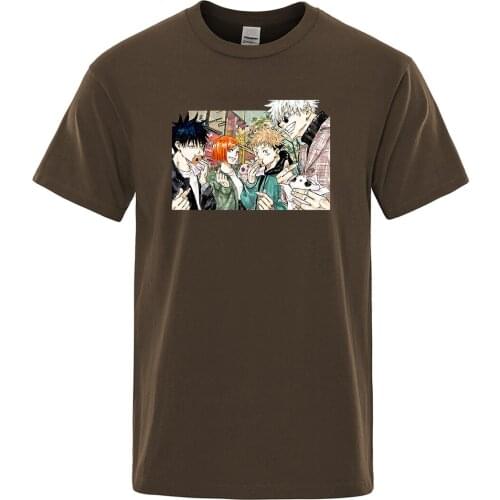 Jujutsu Kaisen T-Shirts Men Summer Cotton Fashion Male T Shirt Japan Anime Gojo Satoru T-Shirt Men Short Sleeve Mens T Shirts