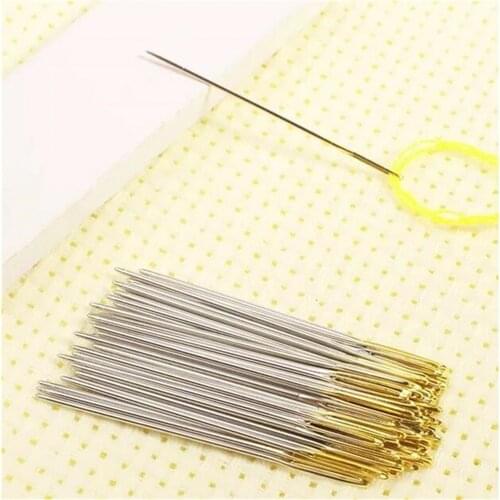Noneroom 100 PCS/Lot Golden Tail Embroidery Fabric Cross Stitch Needles Size 2 For 11CT Stitch Cloth Sewing Kit