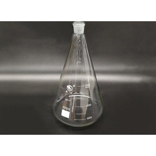 Conical flask with standard ground-in mouth,Capacity 3000ml,joint 24/29,Erlenmeyer flask with tick mark