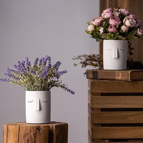 Silicone Mould for Succulent Plants Flowerpot Concrete Cement Mold Abstract Face Design Decorations