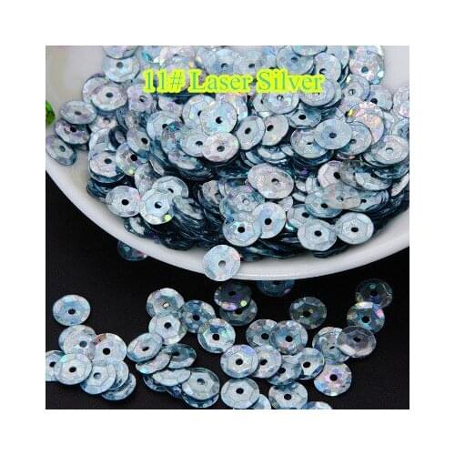 50g 8mm Cup Laser Bright Sequin Round Paillettes Sewing Hologram Sequins Laser Silver Confetti