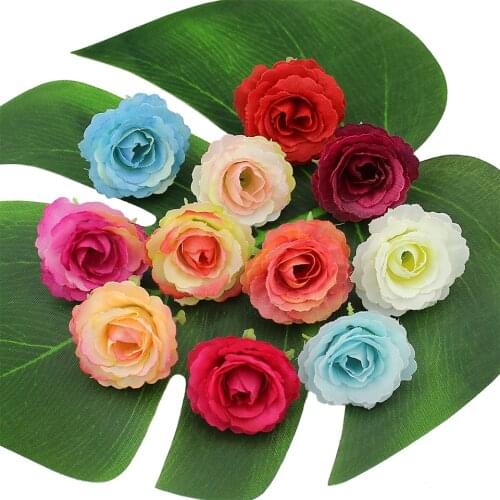 HUADODO 30pcs 3cm Colorful Rose Artificial Flower Heads mini Silk Flowers for Wedding Decoration DIY Wreaths carft Flowers