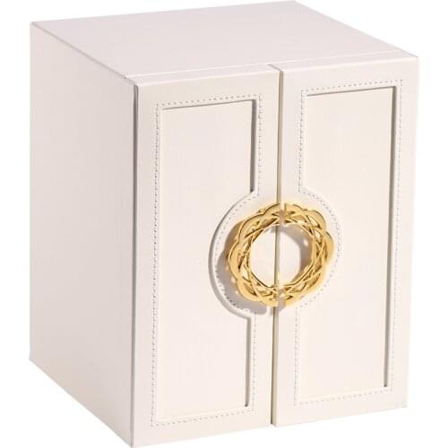 Multi-layer flat-opening jewelry box Large-capacity double-opening leather jewelry storage box velvet jewellery box drawer