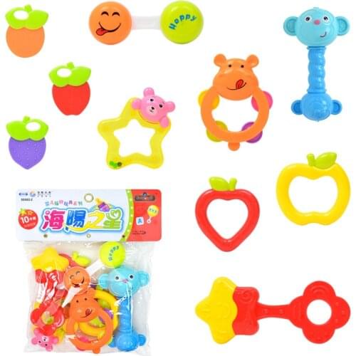 Cartoon baby bell toys BB Hand molar toys Shaking Rattle suit teether newborn toys gifts for Kids 3-12 months kids pacify toy