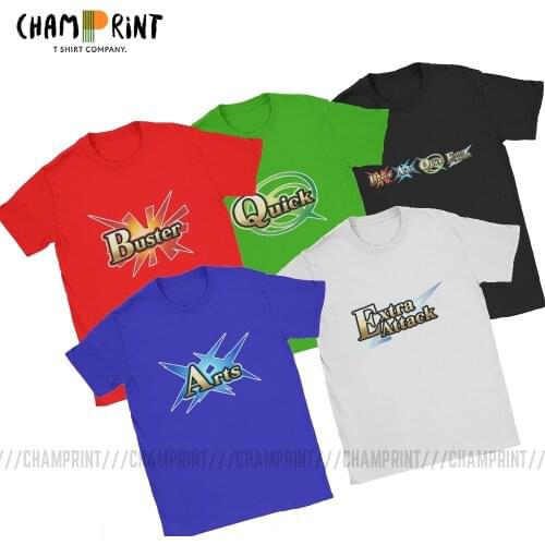 Mens T-Shirt Anime Fate Grand Order T Shirt Saber Quick Star Buster FGO Tee Shirt Arts Extra Attack Vintage Cotton Clothing