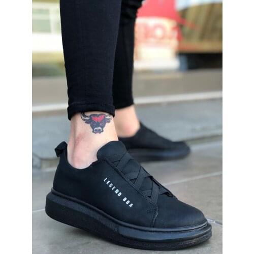 BA0134 BOA High Thick the Bottom of Cross Band Black Men Shoes