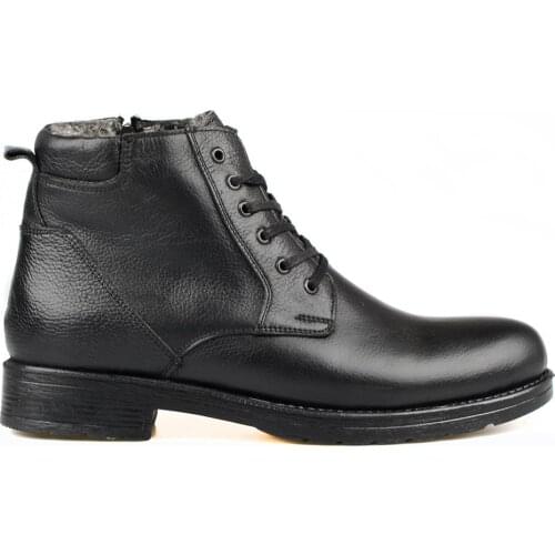 FootCourt- Black Color Leather Lace-Up Men Boots Chealsea Boots New Style Fashion Comfortable Casual Postal Shoes Classic boots