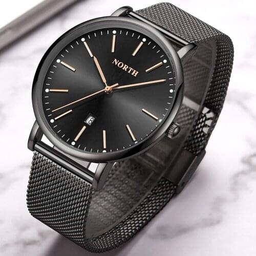 NORTH Waterproof Sport Watch Men Luxury Brand Fashion Quartz Watch Stainless Steel Casual Mens Watches Clock Relogio Masculino