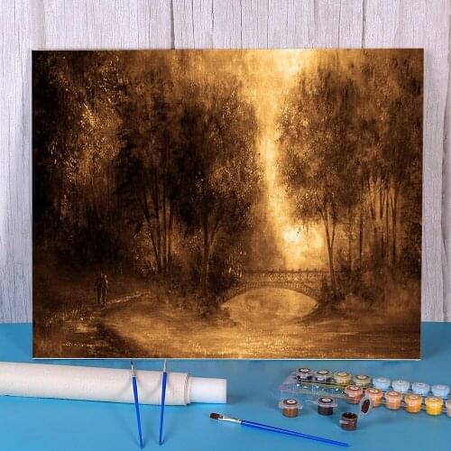 Natural Scenery Walking Together Coloring By Numbers Painting Set Oil Paints 40*50 Canvas Painting Handmade Adults Drawing