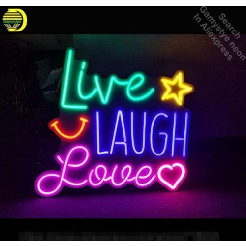 Neon Sign LIVE LAUGH LOVE neon Light Sign Handcrafted Real Glass Tubes customized LOGO retro Dropshippin Neon Lamps