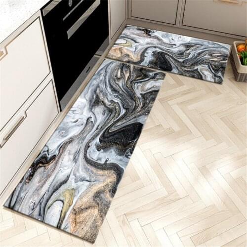 Nordic Gray Marble Printed Mats For Kitchen Anti-slip Mats Bedroom Entrance Fashion Flannel Soft Bedside Mat Custom Hallway Mat