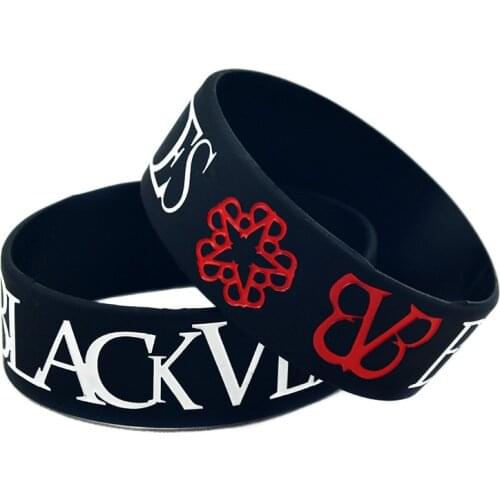 OBH 1PC Black Veil Brides Silicone Rubber Bracelet One Inch Wide Adult Size