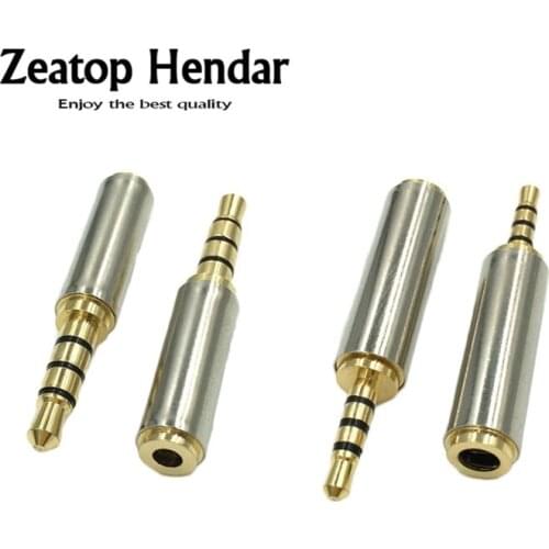 10Pcs 2.5mm to 3.5mm Audio Plug Male to Female 4Pole Adapter Headphone Earphone Headset 3 Ring Jack Connector