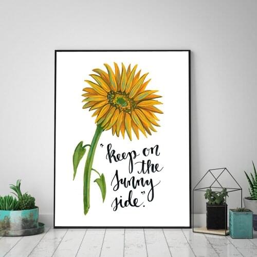 Sunflower Wall Art Canvas Painting Keep on the Sunny Side Quote Nordic Posters And Prints Wall Pictures For Living Room Decor