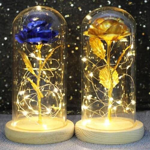 Dropshipping Mothers Day Gift Beauty And The Beast Galaxy Rose In A Glass Dome With LED Christmas Valentines Day Wedding Gift