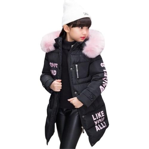 Girl down coat fashion letters style hooded warm coat for 4-12years girls kids children thick Winter coat outerwear clothing