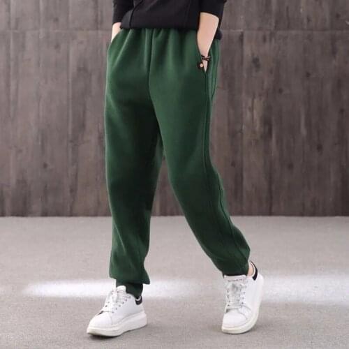 Korean Fashion Warm Harem Pants Thicken Fleece Women High Waisted Lace Up Sweatpants Autumn Winter Baggy Casual Street Trousers