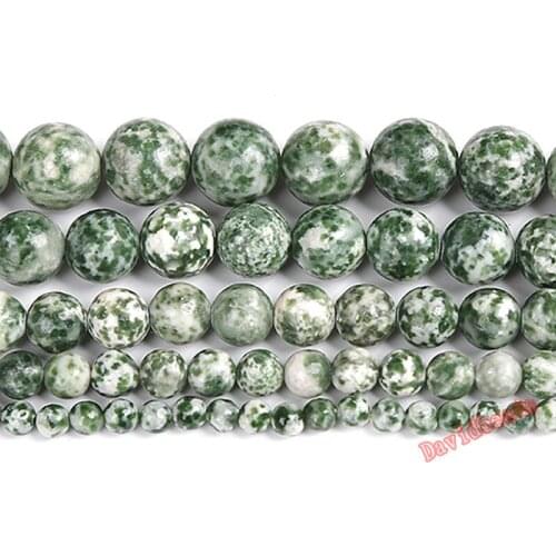 Fctory Price Natural Stone Green Spot Round Beads 16" Strand 4 6 8 10 12MM Pick Size For Jewelry Making diy