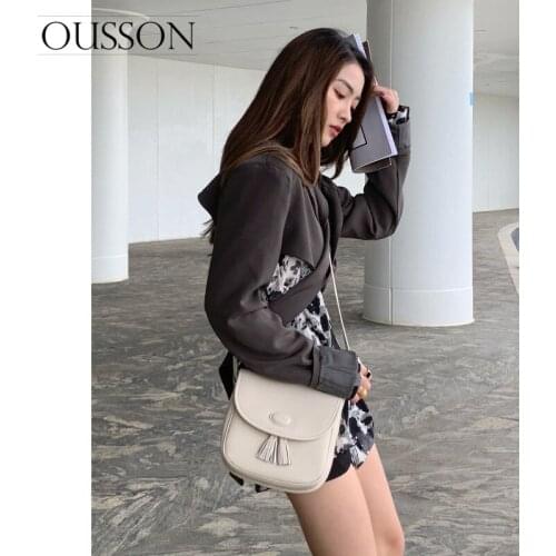 OUSSON 2021 New Design Small Square Leather Bag Exquisite Female Tassels Crossbody Bag Fashion Single Shoulder Bag For Women
