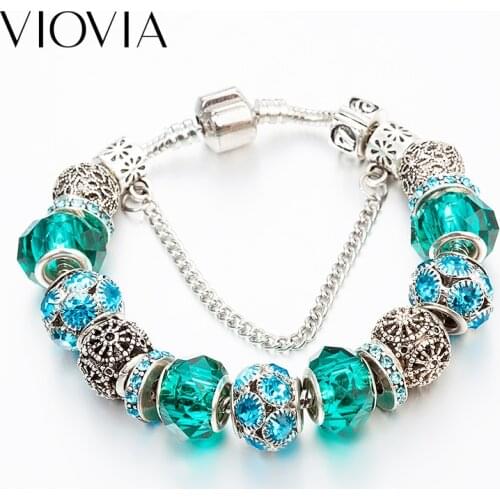 VIOVIA New Hot Selling Crystal Charm Bracelets for Women DIY Beads Fit Original Bracelets Bangles Jewelry Gifts