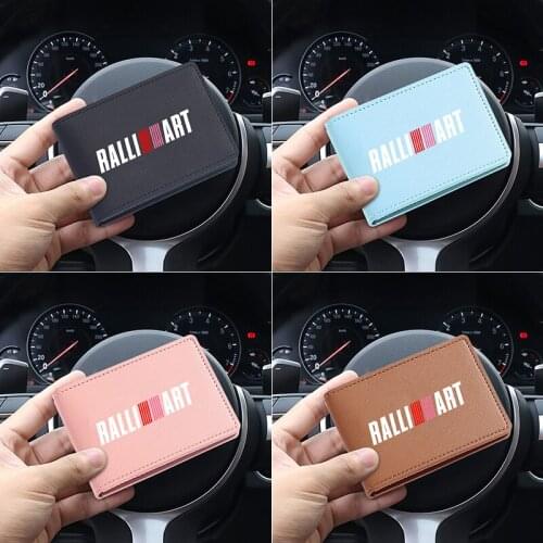 PU Leather Card Business Card Holder Men/Women Credit Driving Card Bag ID Passport Wallet for Mitsubishi RalliArt