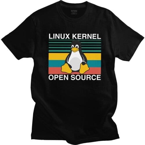 Funny Retro Linux Open Source Tshirt Short Sleeves Pure Cotton Tee Penguin Programmer Programming Shirts Coding Coder T-shirt