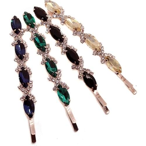 1 Pair Women Fashion Hair Accessories Exquisite Crystal Rhinestone Hair Clip Barrette Beautiful Hairpin Elegant Hair Jewelry