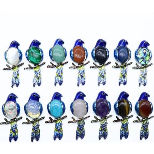1PC Magpie Pins Natural Shell Opal Semi-precious Charm Pendant Badges Enamel Bird Corsage Brooches Pins for Women Jewelry Gifts