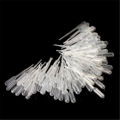 100Pcs 2ml Clear Plastic Eye Dropper Set Liquid Transfer Graduated Pipettes for Laboratory Experiment Medical Microbiology