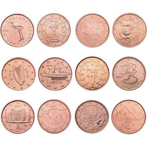 12 EU Countries1 Cent 12 from Different Countries Europe New Original Coins Collectible Edition Real Rare UNC Gift Collection