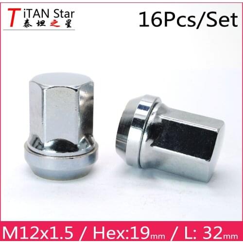 16PCS M12x1.5 1.5 Floating washer Acorn Lug Nut Hex 19mm Replacement PCD NUT FOR FORD Mondeo Focus