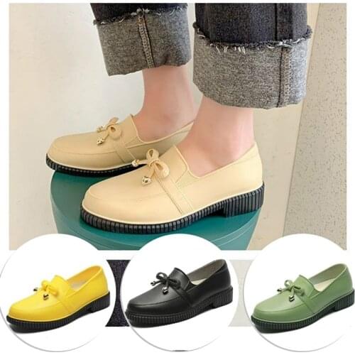 2021 Style Design Women Low-cut Shoes Rain Boots Waterproof PVC Loafers Ladies Rubber Galoshes Casual Women Heels Rain Shoes
