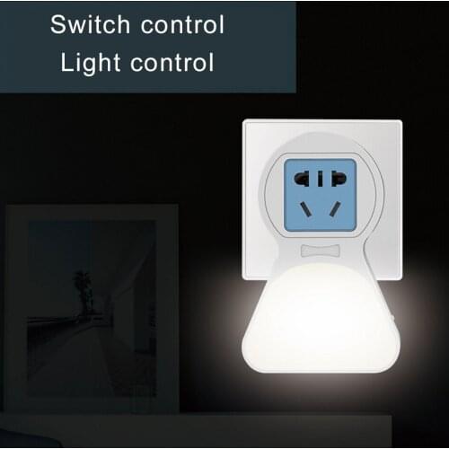 220V 110V Sensor Night Light Plug-in LED Light Wall Outlet Multi-function USB Socket with Light for Stairway Hallway Bathroom