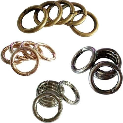 Fityle 5pcs Round Push Gate Snap Hooks Spring Ring Clasp Buckle Camping Carabiner 28mm