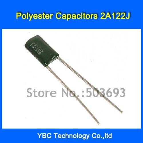 500pcs/lot Polyester Film Capacitor 2A122J 100V 1.2NF 1200PF