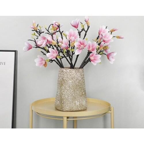 6pcs/lot 53cm simulation magnolia branch fake flowers for home decoration wedding decoration display wreath magnolia silk flower
