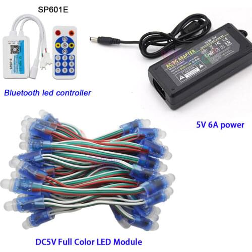 DC5V 50 Pcs WS2811 IC RGB Pixel LED Module Light Full Color IP68,Pixels RGB led strip Controller,5V 6A led power Supply Adapter