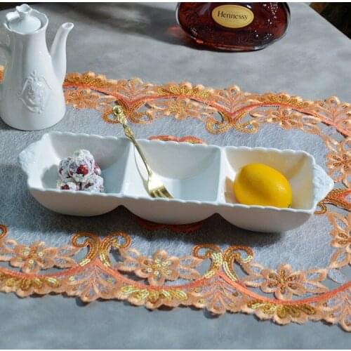 Western Europe Plate Disk Catering Ceramic Sauce Disk Third Compartment Plate Western Ceramic
