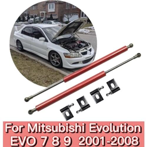 For Mitsubishi Lancer Evolution EVO 7 8 9 CT9A 2001-2008 Front Hood Bonnet Gas Struts Lift Support Shock Damper Rod Arm Absorber