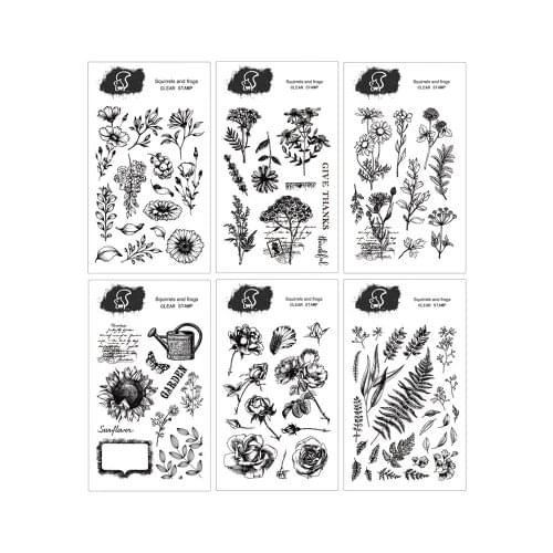 Transparent silicone seal vintage plant hand account decoration rubber stamp green plant flower arrangement chapter