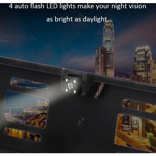 Rear View Camera CCD HD Universal European Reversing Camera License Plate Frames Night Vision with LED Car Camera Waterproof