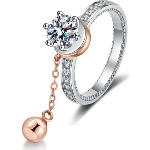 Passed Diamond Test Excellent Moissanite Lucky Beads Ring 925 Sterling Silver Perfect Cut 1Ct Gem Ring Classic Diamond Ring Gift