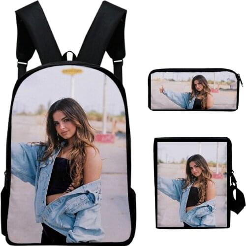 Addison rae merch backpack set 3 pieces lightweight youth school bag 3D printing messenger bag pencil case