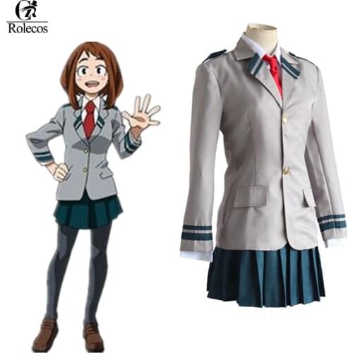 Rolecos Japanese Anime Boku no Hero Academia 2nd Season Cosplay Costume OCHACO URARAKA Cosplay School Uniforms