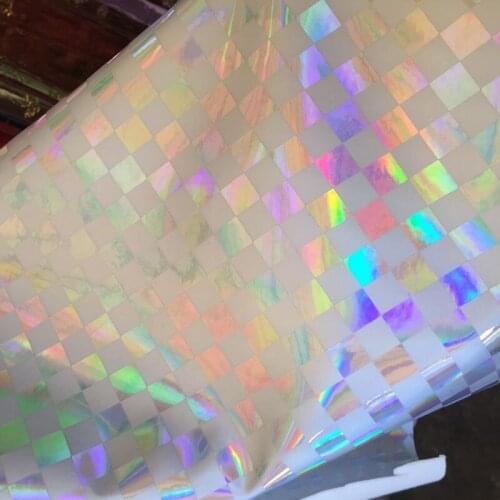 Small square Holographic PU decorate synthetic leather material