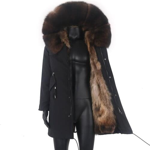 2021 Man Parka Winter Jacket Long 7XL Real Fox Fur Coat Streetwear Russian Natural Raccoon Fur Collar Hooded Thick Warm Coat