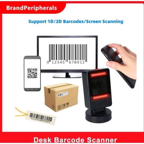 Desktop 1D 2D QR Omnidrectional Barcode Scanner Platform USB Wired Hands-free Automatic Bar Code Reader Adjustable Scanning Head